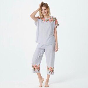 Cuddl Duds Cotton Touch Dolman Tunic & Gaucho PJ Pant Set with Pockets | Small